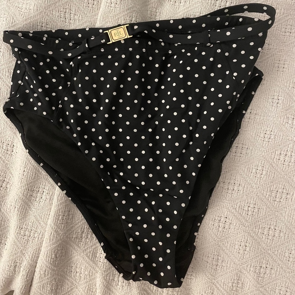 NWT Ralph Lauren, Black and White, 12, Bikini Bottom